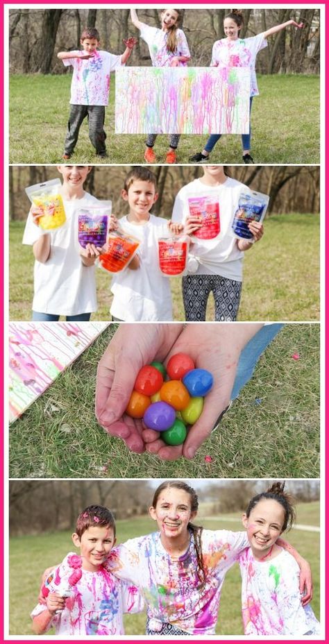 What are Throwable Paintballs – Goblies! How do they work? Do they hurt? What are they made of?  All the details are here! - Sugar Bee Crafts Paintball Birthday, Paintball Party, Color Wars, Family Fun Night, Art Birthday Party, Birthday Party For Teens, Mason Jar Crafts Diy, Bee Crafts, Color Games