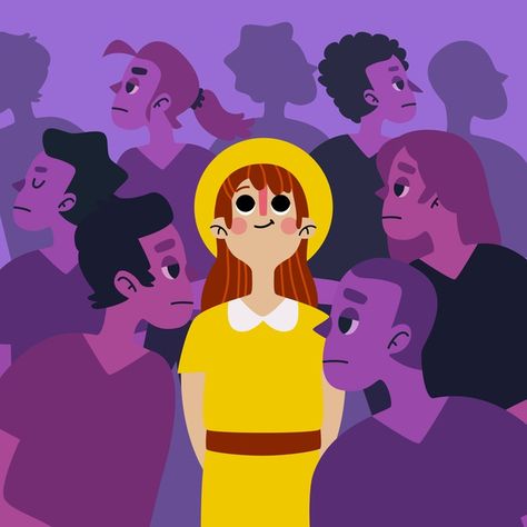 Illustration with a person smiling in crowd concept | Free Vector Illustrator People Vector, Crowd Illustration People, Student Vector Illustration, Creative Person Illustration, Many People Illustration, Simple Person Illustration, Being Different Illustration, Crowd Drawing Reference, Crowded Illustration