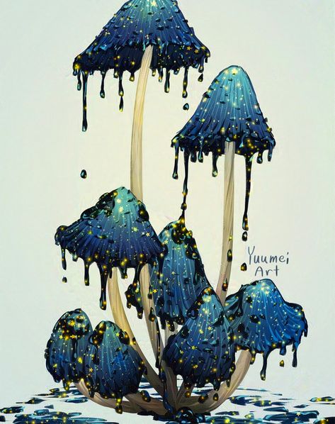 Inkcap Space Shrooms ✨ Swipe for timelapse and the rest of the collection~ #mushrooms #space #stars Inkcap Mushroom, Thorny Rose, Yuumei Art, Space Stars, Art Style Inspiration, The Collection, Art Style, Stuffed Mushrooms, Forest