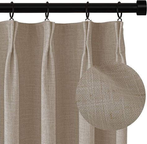 Amazon.com: 100% Blackout Shield Pinch Pleated Curtains 84 Inch Length 2 Panels Set, 100% Blackout Curtains for Bedroom/Living Room, Linen Blackout Curtains with Liner, Thermal Insulated Drapes,W40xL84,Beige : Home & Kitchen Curtains With Accessible Beige, Japandi Bedroom Curtains, Magnolia Curtains Joanna Gaines, Coastal Bedroom Curtain Ideas, Cozy Bedroom Curtain Ideas, Bedroom Black Out Curtain Ideas, Living Room Curtain Rods, Bedroom Drapes Ideas, Cozy Curtains Living Room