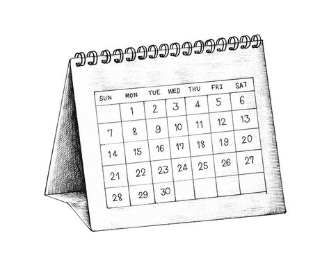 Hand-drawn desk calendar illustration | free image by rawpixel.com Drawn Calendar Ideas, Calendar Design Drawing, How To Draw A Calendar, Calendar Drawing Illustrations, Calendar Drawing Ideas, Calendar Sketch, Desk Calendar Illustration, Calendar Tattoo, Table Calendar Design