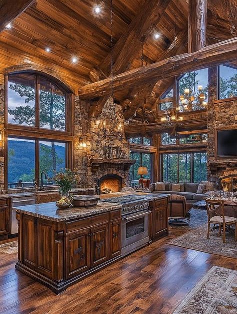 Interior Log Cabin, Log Cabin Mansions, Fairytale Houses, Modern Log Cabins, Barn House Interior, Cabin Interior Design, Log Cabin Living, Log Home Living, Kerala House