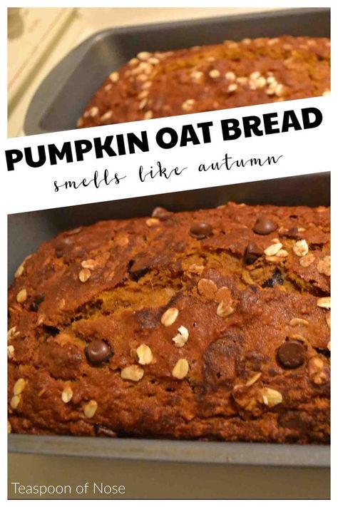 This pumpkin oatmeal bread (lightened up with oatmeal and whole wheat flour) is delicious and easy to make! | Teaspoon of Nose Pumpkin Oatmeal Bread, Slow Cooker Bread, Pumpkin Oats, Morning Workout Routine, Pumpkin Loaf, Oatmeal Bread, Pumpkin Oatmeal, Pumpkin Bread Recipe, Bread Ingredients