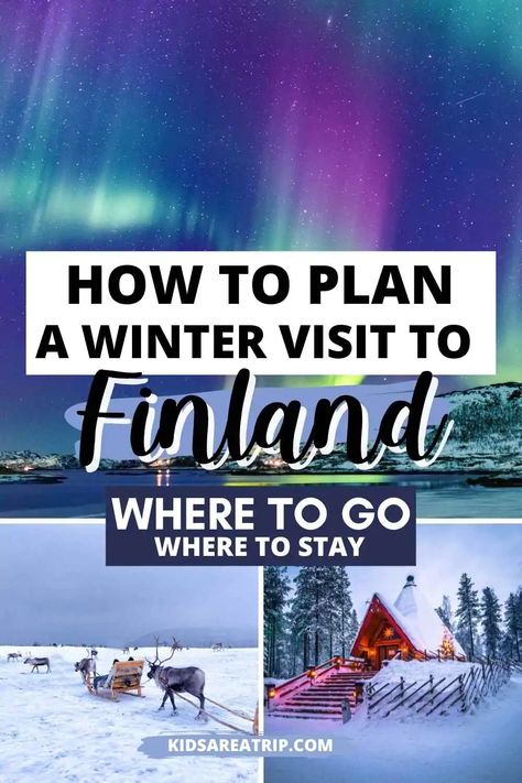 If you want to visit Finland in the winter and check out Rovaniemi and Santa's Village, here's how to do it! All the tips and tricks and lodging recommendations, including glass igloos! Who's ready to book a trip? - Kids Are A Trip |Finland travel| Finland winter travel| Helsinki| Porvoo| Finland winter outfit| driving in Finland| Finland things to do Finland Travel Guide, Things To Do In Finland, Finland In January, Finland Itinerary Winter, Finland Winter Travel, Finland In December, Winter In Finland, Rovaniemi Finland Santa's Village, Finland Outfit Winter