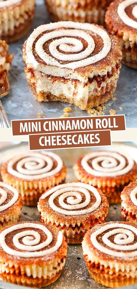 Easy Mini Cheesecakes, Mini Cheesecakes Easy, Cinnamon Roll Cheesecake, Cheesecake Bites Recipe, Mini Cheesecake Recipes, Easy Cheesecake Recipes, Cheesecake Desserts, Cheesecake Bites, Mini Cheesecakes