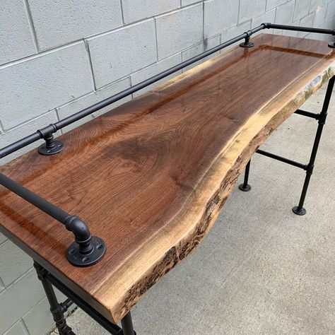 Industrial Pub Table, Sofa Bar Table, Live Edge Bar Top, Home Bar Table, Live Edge Bar, Reclaimed Wood Bars, Restaurant Counter, Sofa Bar, Live Edge Black Walnut