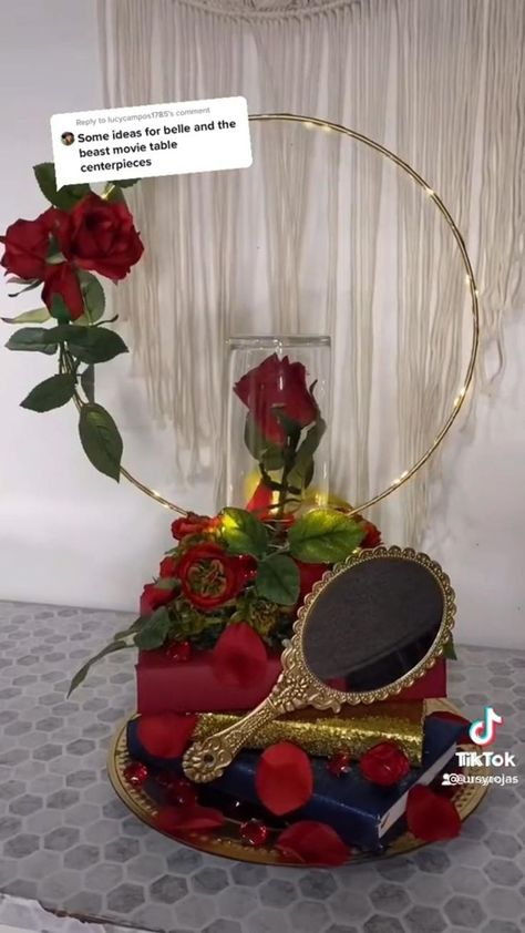 Quince Centerpiece, Beauty And The Beast Crafts, Quince Centerpieces, Beauty And The Beast Quince, Beauty And The Beast Diy, Quince Decor, Beauty And Beast Birthday, Beauty And Beast Wedding, Beauty And The Beast Theme