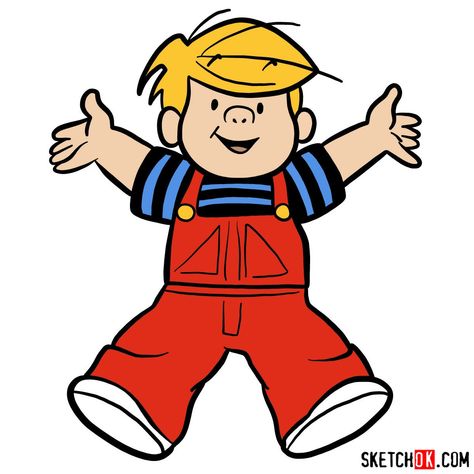 How to draw Dennis the Menace - Step by step drawing tutorials Dennis The Menace Cartoon, Cute Drawings Of People, 90s Cartoon Characters, Drawings Of People, Easy Drawing Guides, Old Cartoon Characters, Drawing Guides, Dennis The Menace, Classic Cartoon Characters