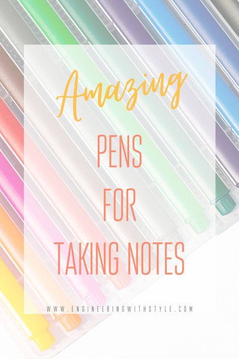 I write a lot of notes.  Check out my favorite pens for taking notes!#pens #notes #glitterpens #bujo #journaling #notes Pens For Note Taking, Best Pens For Note Taking, Best Note Taking Pens, Best Pens For Writing, Note Taking Pens, Note Taking Ideas, College Printables, Bujo Journaling, College Note Taking