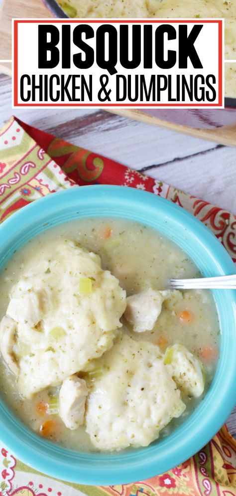 Bisquick Chicken and Dumplings - BubbaPie Bisquick Chicken And Dumplings, Chicken And Bisquick Dumplings, Bisquick Dumplings Recipe, Dumplings Crockpot, Bisquick Dumplings, Bisquick Chicken, Chicken Dumplings Recipe, Chicken And Dumplings Recipe, Homemade Chicken And Dumplings