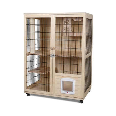 Cat House Indoor Design, Cat Cage Ideas Indoor, Cat House Design, Cat Cages Indoor, Cat Room Decor, Cat Villa, Cat Furniture Design, Wooden Cat House, Cat Houses Indoor