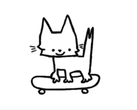 Cat On Skateboard Drawing, Skate Sketch, Skateboarding Drawing, Cat On A Skateboard, Cat Skateboarding, Cat On Skateboard, Skateboard Doodle, Skateboard Drawing, Scooter Drawing