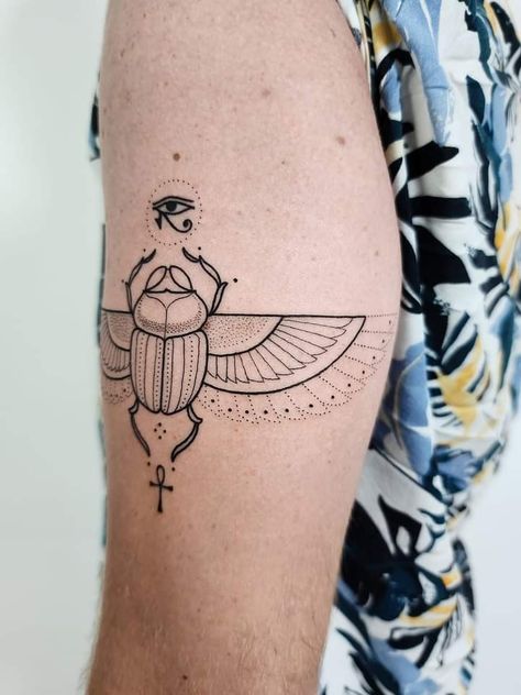 Line/dot work Scarab tattoo Original design Scarab Beetle Tattoo Traditional, Egyptian Beatles Tattoo, Egyptian Scarab Beetle Tattoo Design, Khepri Tattoo, Scarab Beetle Tattoo Design, Beetle Tattoo Egyptian, Scarab Tattoo Design, Egyptian Scarab Tattoo, Egyptian Tattoo Designs