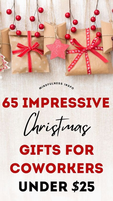 65 impressive Christmas gifts for coworkers under $25 on mindfulnessinspo.com Easy Office Gifts For Christmas, Christmas Gifts For The Office Ladies, Office Xmas Gifts Ideas, Office Staff Gifts For Christmas, Work Party Gift Ideas, Gift Ideas For Secret Santa At Work, Fun Secret Santa Ideas For Coworkers, Creative Secret Santa Ideas, Gifts Under 25 Secret Santa