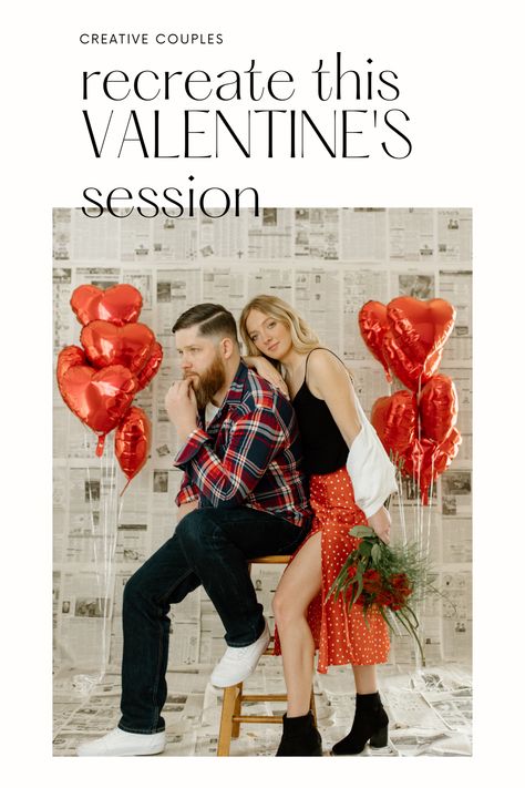 Newspaper Valentines Photoshoot, Valentines Day Photo Ideas, Valentines Day Photoshoot Ideas, Valentines Day Backdrop, 2024 Photoshoot, Couples Valentines Day, Valentines Day Photoshoot, Mini Photo Sessions, Valentine Photo Shoot