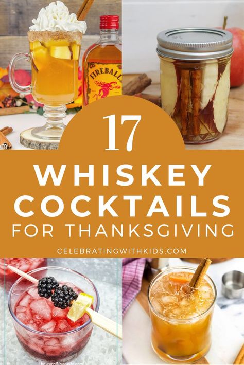 Whiskey Thanksgiving Cocktail, Thanksgiving Whiskey Cocktail, Thanksgiving Cocktails Whiskey, Thanksgiving Whiskey Drinks, Themed Thanksgiving Dinner, Fireball Drinks Recipes, Cocktails For Thanksgiving, Scotch Whiskey Drinks, Alcoholic Slush Recipes