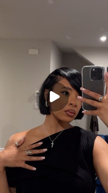 High Bob Haircut, Silkpress Hairstyles Short Hair, Bob Cut On Black Women, Sleek Bob With Bangs, Lob Haircut Black Women, Pixie Bob Black Women, Bob Shaved Side, Asymmetrical Bob Black Women, Grey Bob Hairstyles Black Women