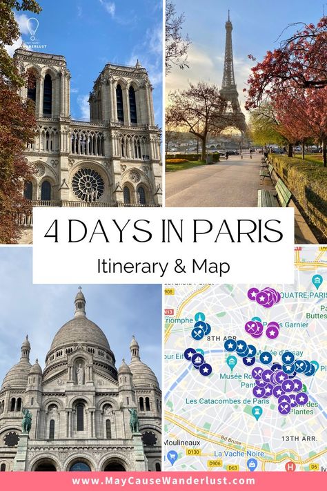 Four Day Paris Itinerary, 4 Days Paris Itinerary, Paris In 4 Days Travel Guide, Four Days In Paris, Paris Itenery, Paris And South Of France Itinerary, 4 Days In Italy, Paris 5 Day Itinerary, 3 Day Paris Itinerary