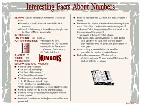 Interesting Facts about Numbers Interesting Bible Facts, Book Of Numbers Bible Study, Numbers Bible Study, Bible Highlights, Biblical Timeline, Bible Projects, Christian Logo, Biblical Knowledge, Bible Summary