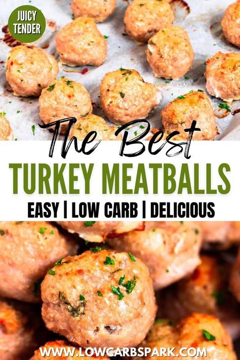 Ground Chicken And Turkey Meatballs, Ground Turkey Meatball Recipes, Best Turkey Meatballs, Low Carb Turkey Meatballs, Thai Turkey Meatballs, Spark Recipes, Homemade Turkey Meatballs, Easy Turkey Meatballs, Baked Turkey Meatballs