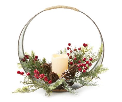 Winter Wonder Lane Pine & Berry Ring LED Candle Centerpiece | Big Lots Winter Table Centerpieces, Christmas Wedding Centerpieces, Xmas Centerpieces, Winter Floral Arrangements, Christmas Party Table, Ring Frame, Christmas Centers, Christmas Scented Candles, Winter Centerpieces