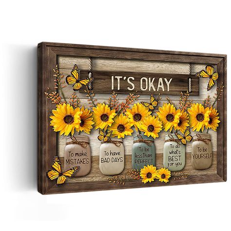 Quotes Canvas, Bathroom Wall Decor Art, Sunflower Kitchen Decor, Bathroom Artwork, Sunflower Kitchen, Retro Kunst, Sunflower Wall Art, Painting Picture, Artwork For Living Room