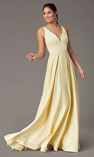 Prom Dress With Pockets, Yellow Prom, Formal Prom Dresses Long, Dresses For Prom, Satin Evening Gown, Formal Prom Dress, Simply Dresses, Yellow Dresses, Prom Dresses Yellow