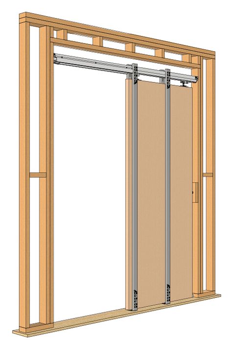 Type C | 2X4 Wall Construction | Pocket Door Systems 2x4 Wall, Barrier Free, Roll Forming, Pocket Door, Door Kits, Wall Construction, Types Of Doors, Pocket Doors, Single Doors