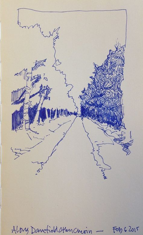 Fast Sketch, Fast Drawing, Moleskine Sketchbook, Blue Pen, Landscape Sketch, Sketchbook Drawings, Pen Sketch, Arte Sketchbook, Landscape Drawings