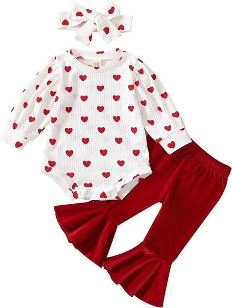 Baby Girl Valentines Day, Cute Valentines Day Outfits, Newborn Photography Outfit, Baby Coming Home Outfit, Velvet Flare Pants, Infant Clothes, Valentines Day Baby, Newborn Girl Outfits