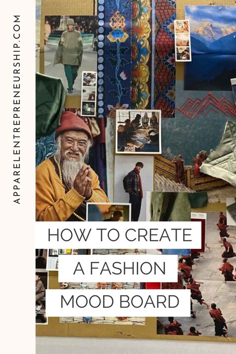 Traditionally fashion mood boards were made in physical format, with magazine tear-outs, pictures, and swatches pinned on a foam board, but today you can create them to suit your working style and brand needs.  In this post, you will get actionable mood board tips so you can go and create yours asap.  #moodboard #fashionmoodboard #fashionsketches #fashioninspiration #fashionbrand #fashiondesgin #createmoodboard Fashion Style Moodboard, Client Mood Board Fashion, Mens Fashion Moodboard, Photos For Mood Board, How To Create Mood Boards Fashion, Fashion Styling Portfolio Mood Boards, Clothing Brand Mood Board Inspiration, Fabric Moodboard Fashion, Fashion Design Inspiration Board Ideas