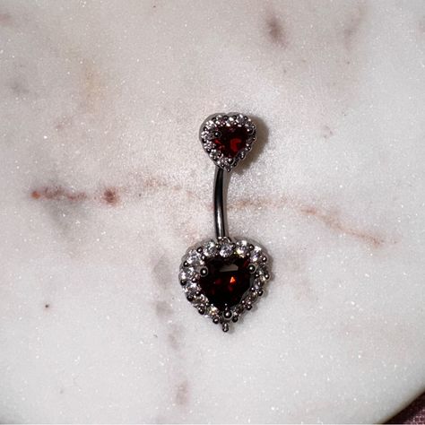 14g Romantic Heart Belly Button Ring Color: Red Silver Size: 14g (1.6mm) X 10mm Top Heart Diameter: 7.5mm Bottom Heart Diameter: 11.5mm Material: 316l Surgical Steel & Cubic Zirconia This Cute & Romantic Piercing Will Include 1 Pc Belly Button Ring & Safe Packing. All Jewelry In Shop Are Brand New. No Returns Are Accepted Because Of Sanitary Reasons. I Have Variety Of Piercings, Check Closet For More Jewelry. Navel Piercing Jewelry Simple, Alt Belly Button Piercing, Emo Belly Button Piercing, Belly Button Piercing Grunge, Belly Jewelry Piercings, Gothic Belly Button Piercing, Bellybuttonpiercing Jewelry, Belly Button Piercing Ring, Y2k Belly Button Piercing