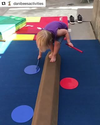 Heres a beamvariation compliments of danibeesactivities recgympros Preschool Gym, Toddler Gymnastics, Pediatric Physical Therapy Activities, Gymnastics Lessons, Preschool Gymnastics, Pediatric Physical Therapy, Occupational Therapy Activities, Vision Therapy, Physical Activities For Kids