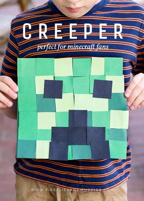 Minecraft fans big and small will go crazy for this simple Creeper Craft! Minecraft Activities, Minecraft Diy Crafts, Mud Pies, Minecraft Theme, Diy Minecraft, Minecraft Birthday Party, Minecraft Birthday, Minecraft Party, Minecraft Crafts