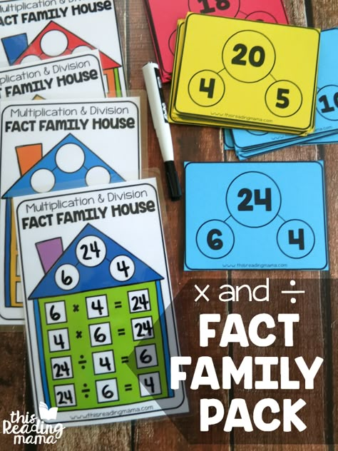 Multiplication Division Fact Families, Math Fact Families, Fact Family Multiplication And Division, Fact Families Multiplication Division, Division Activities 3rd Grade, Multiplication Fact Families, Multiplication And Division Fact Family, Division For Kids, Fact Families Activities