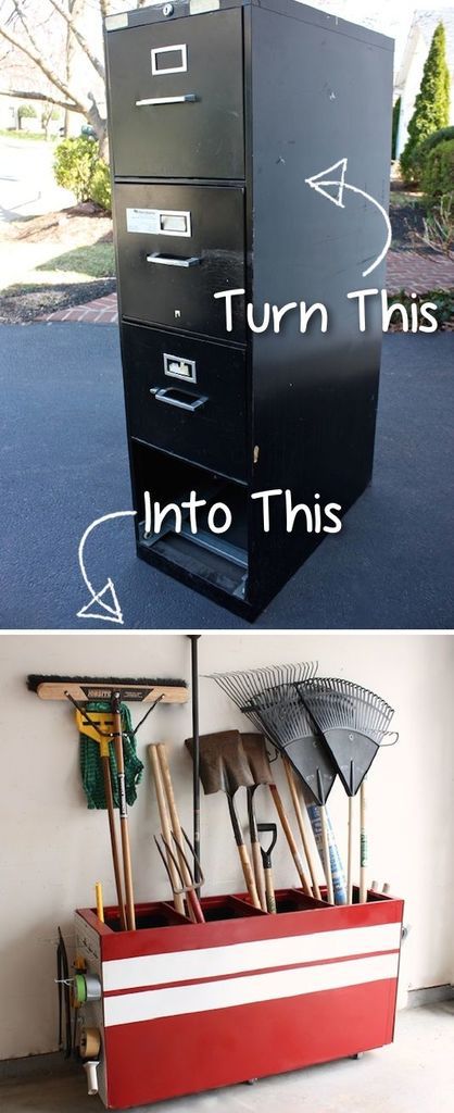 With the end of the school year upon us and summer days here to enjoy. I thought it might be a great time to try to get organized, back to school will be here before you know it so take any chance you get now to clean and organize your home! Click the back and … Projek Diy, Koti Diy, Diy Muebles Ideas, Unusual Furniture, Garage Organize, Diy Furniture Hacks, Garage Makeover, Creative Furniture, Makeover Ideas