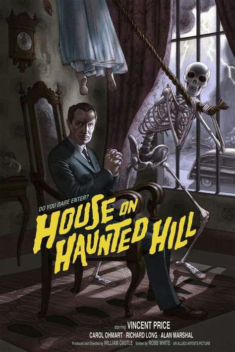 House on Haunted Hill (1959) Vincent Price Mondo Posters, House On Haunted Hill, Vincent Price, Horror Posters, Horror Movie Art, Classic Horror Movies, Horror Show, Horror Movie Posters, Best Horrors