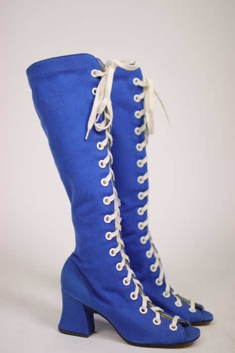 Mod Boots, Magical Clothing, Magical Clothes, Gogo Boots, Blue Boots, Clothing Ideas, Switzerland, Womens Boots, 1960s