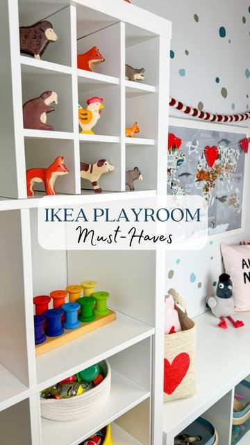 Kallax Toys, Playroom Cube Storage Ideas, Playroom Shelving Ideas, Kallax Toy Storage, Ikea Kallax Playroom, Kallax Playroom, Kallax Inserts, Kallax Kids Room, Kallax Insert