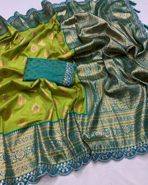 Saree Paithani, Sequence Work, Contrast Blouse, Pattu Saree, Lace Border, Tassels, Weaving, Saree, Lace