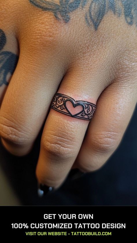 Realistic Ring Tattoo, Plant Ring Tattoo, Married Ring Tattoos, Wedding Ring Finger Tattoos Marriage, Matching Ring Tattoos Marriage, Womens Ring Tattoo, Tattoo For Married Couples, Ring Finger Tattoo Couple Marriage, Wedding Finger Tattoos For Women