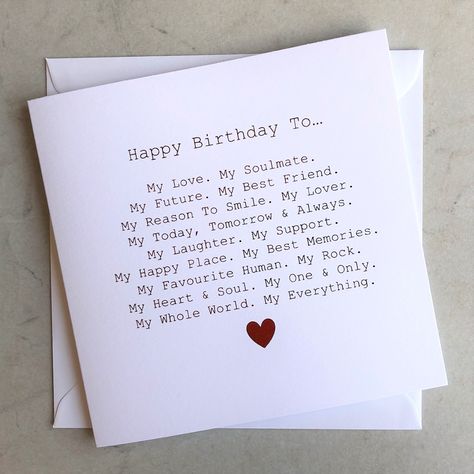 Personalised My Everything Birthday Card Girlfriend Birthday - Etsy Romantic Birthday Cards, Birthday Cards For Girlfriend, Grandma Birthday Card, Uncle Birthday, Daughter Birthday Cards, First Birthday Cards, Birthday Poems, Romantic Birthday, Husband Birthday Card