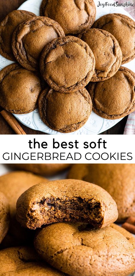 Homemade Soft Gingerbread Cookies, Best Soft Gingerbread Cookie Recipe, Gooey Gingerbread Cookies, Soft Vegan Gingerbread Cookies, Spiced Gingerbread Cookies, Gingerbread Cookie Recipe Soft, Healthier Gingerbread Cookies, Flour Bakery Recipes, Easy Bake Christmas Treats