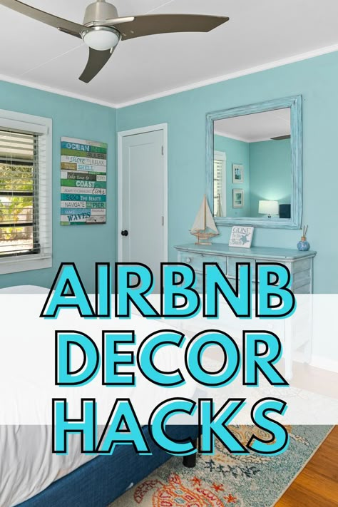 Airbnb Decor Room Ideas Theme, How To Decorate An Airbnb Bedroom, Unique Airbnb Themes, Small Airbnb Ideas Bathroom, Florida Rental Decor, Decorate Beach House, Airbnb Decor Bathroom Ideas, Airbnb Dining Room Decor, Coastal Rental Home