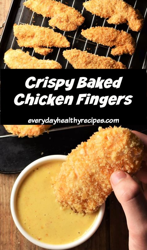 Healthy Chicken Fingers Baked, Crispy Chicken Fingers Baked, Homemade Chicken Fingers Baked, Breaded Chicken Fingers, Oven Baked Chicken Fingers, Chicken Finger Recipes Baked, Baked Chicken Fingers Recipes, Easy Chicken Fingers, Crispy Chicken Fingers