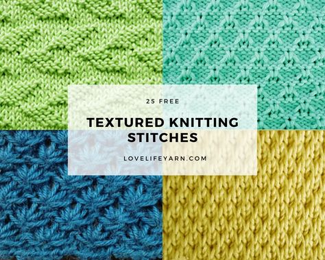 Easy Textured Knitting Stitches, Knit Stitches Textured, Pretty Knitting Stitches, Textured Knitting Patterns, Texture Knit Stitches, Textured Knit Stitches, Different Knitting Stitches, Knit Stitch Patterns Texture, Knit Samples