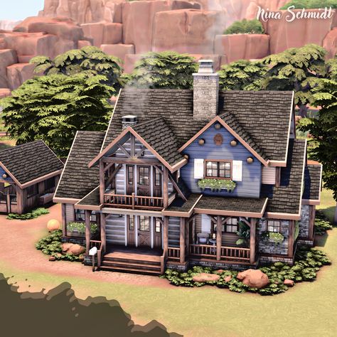 Speed Build & Download on YouTube Family Ranch House, Sims Exterior, Small Ranch House, Sims 4 Family House, Sims4 Builds, Sims Lots, Sims 4 Modern House, Sims 4 Cottage, Sims 4 Houses Layout