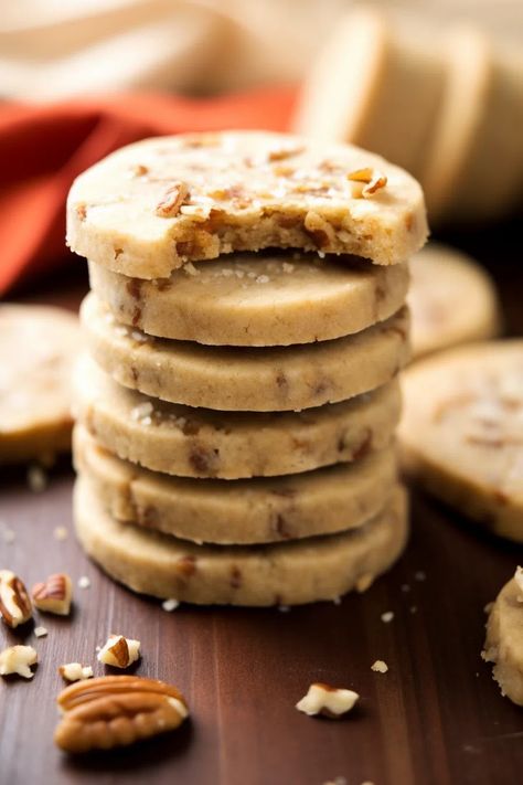 Toffee Pecan Shortbread Cookies - That Oven Feelin Pecan Dream Bars, White Velvet Cakes, Pecan Shortbread Cookies, Pecan Shortbread, Dream Bars, Chocolate Peanut Butter Pie, Cookie Craft, Dipped Cookies, Toffee Bits