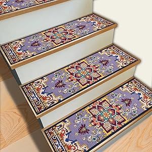 Stair Dust Covers, Purple Kitchen Designs, Tiled Staircase, Carpet Treads, Italian Home Decor, Step Treads, Basement Remodel Diy, Carpet Stair Treads, Purple Kitchen