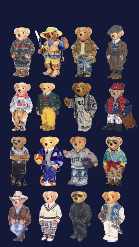 Polo Ralph Lauren Wallpaper, Polo Bear Ralph Lauren, Bear Sketch, Ralph Laurent, Iphone Lockscreen Wallpaper, Teddy Bear Collection, Bear Outfits, Iphone Wallpaper Photos, Polo Bear